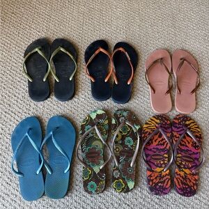 Havaianas Vibrant Flip Flop Set - Black, Blue, Brown, and Multicolor